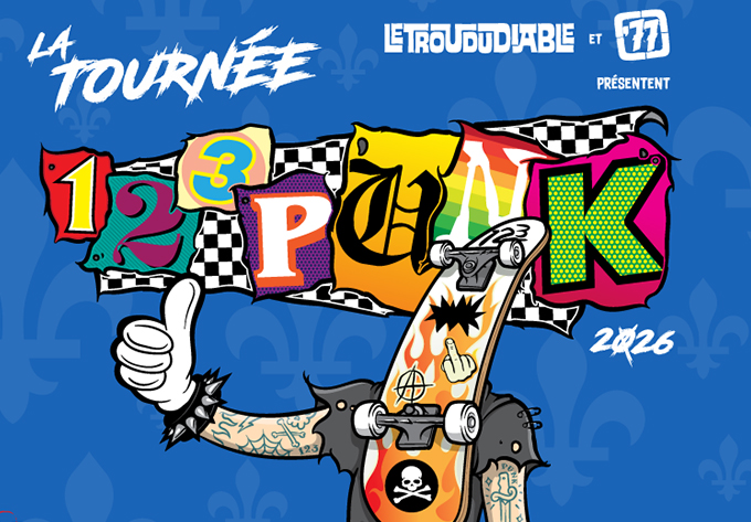 Affiche officielle tournée 123Punk 2026 présentée par Le Trou du Diable et District 7 Production
