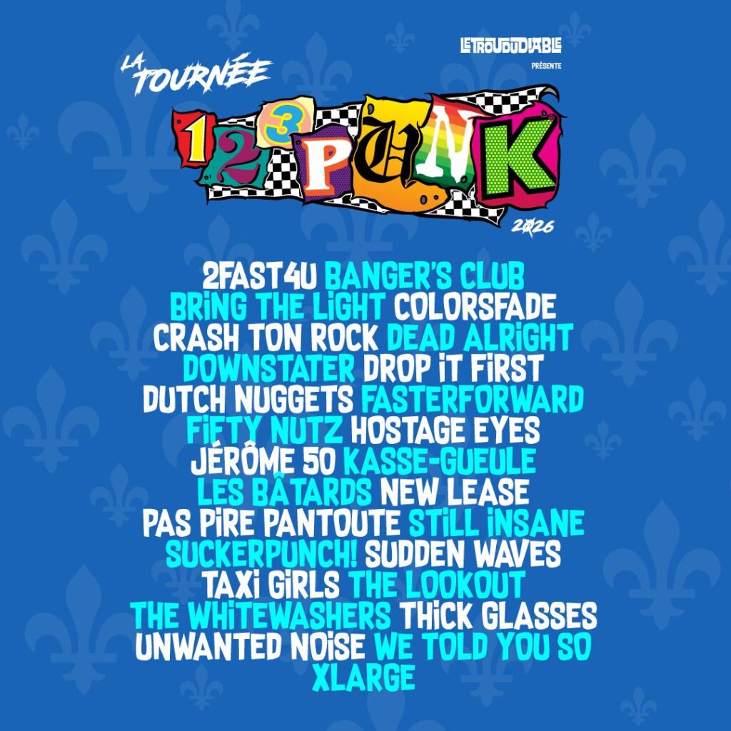 Liste de tous les bands de la tournée 123Punk 2026